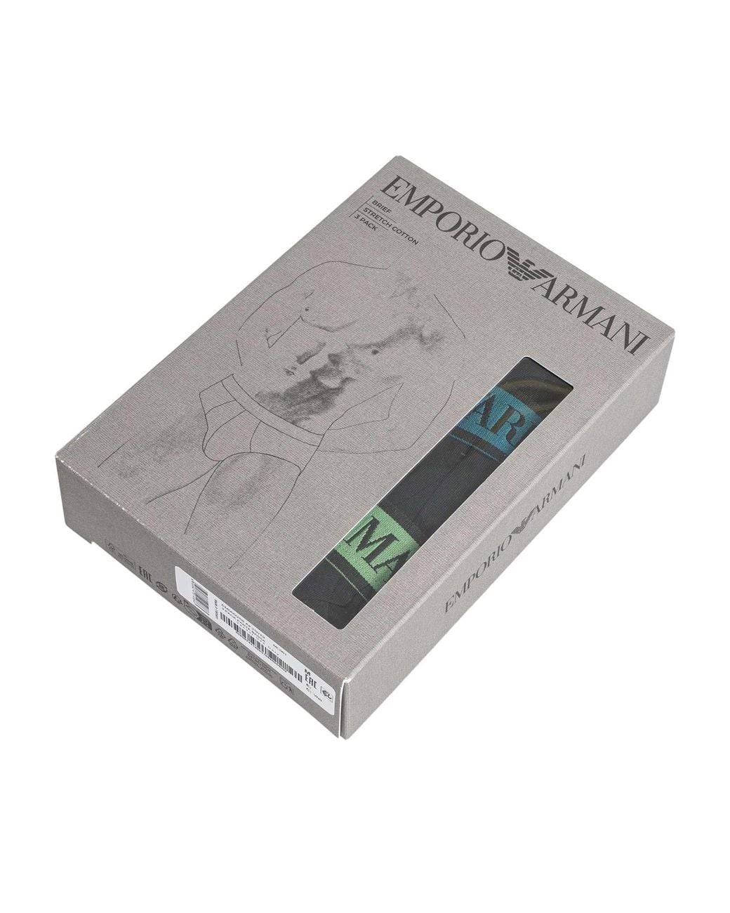 Emporio Armani Black 3 Pack Cotton Stretch Briefs for men
