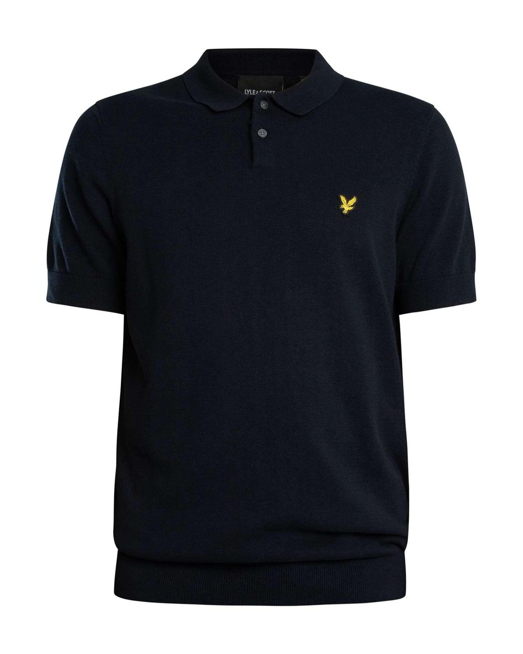 Lyle & Scott Black Cotton Short Sleeve Knitted Polo Shirt for men