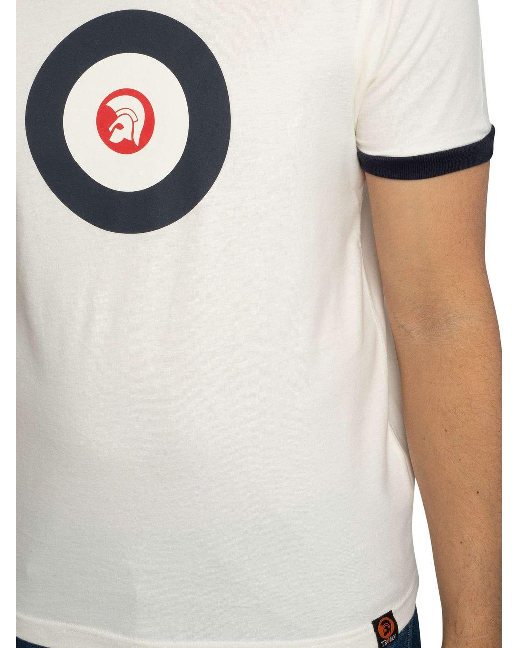 Trojan White Target Logo Ringer T-Shirt for men