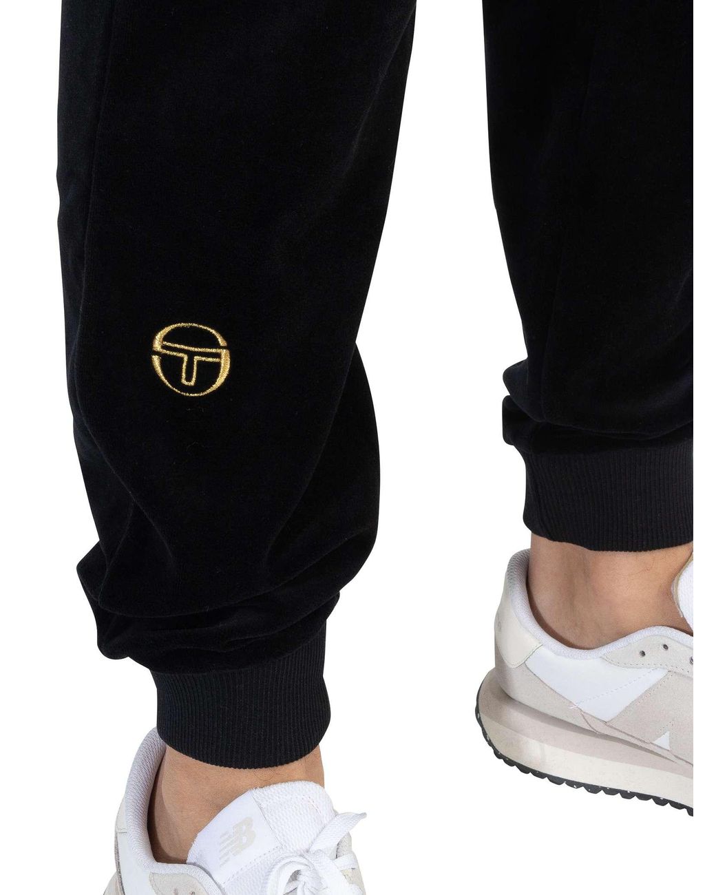Sergio Tacchini Black Court Velour Track Joggers for men