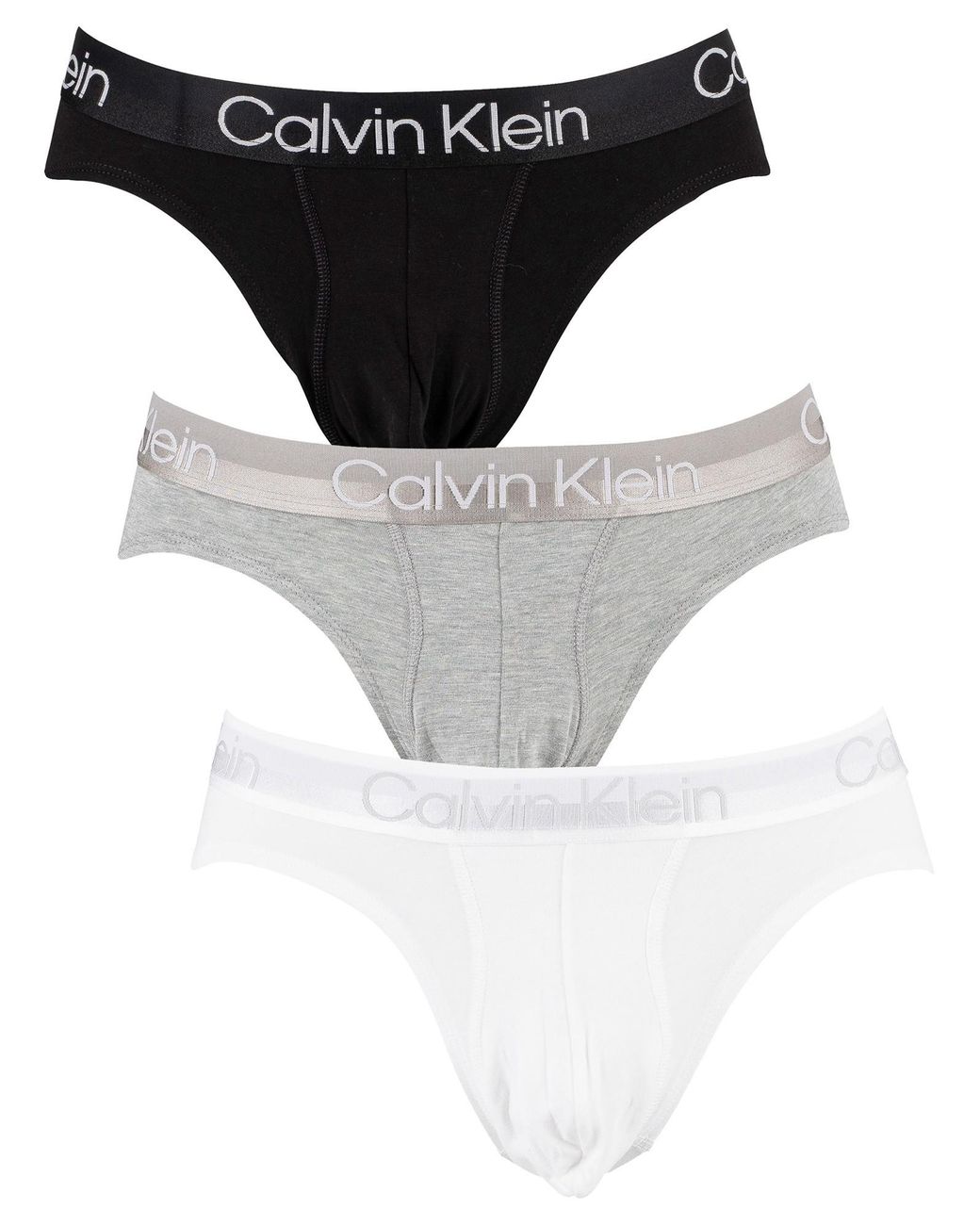 Calvin Klein 3 Pack Modern Structure Hip Briefs in White for Men