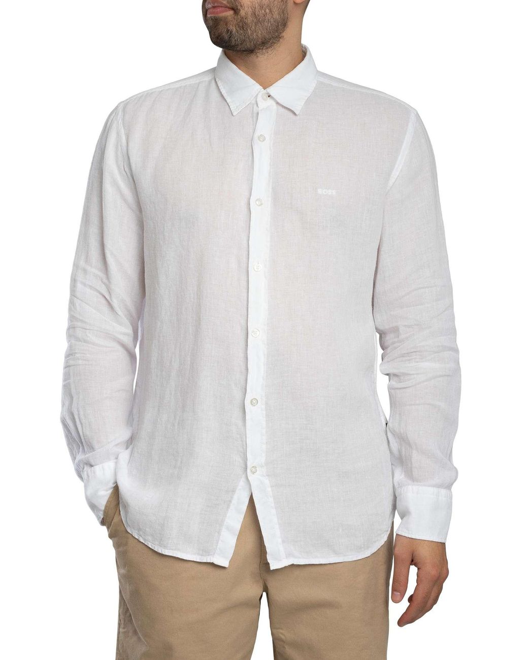 Boss White Relegant Regular Shirt for men