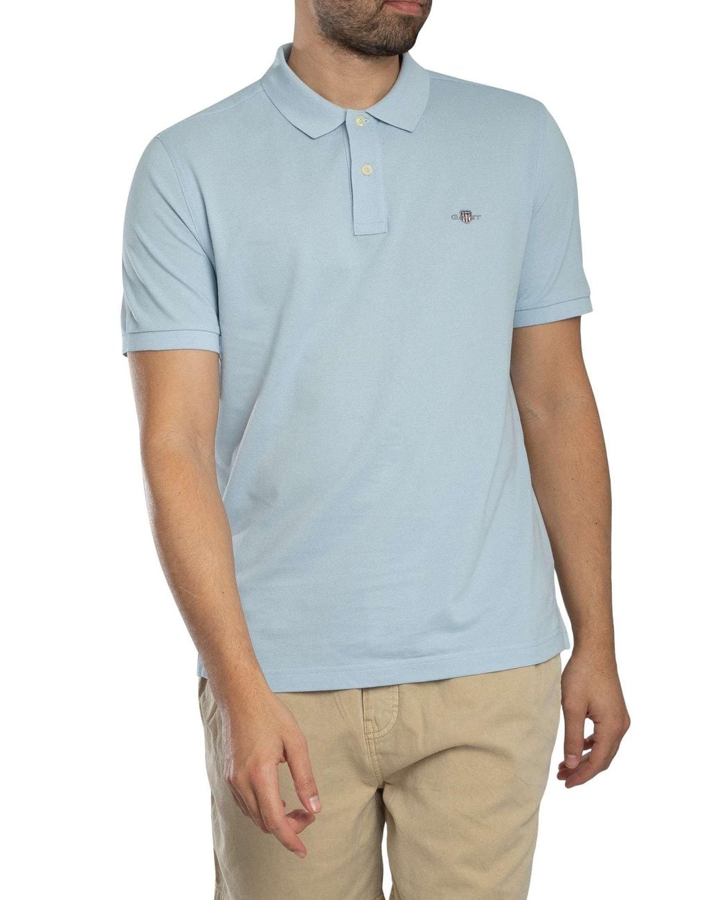 Gant Blue Regular Shield Pique Polo Shirt for men