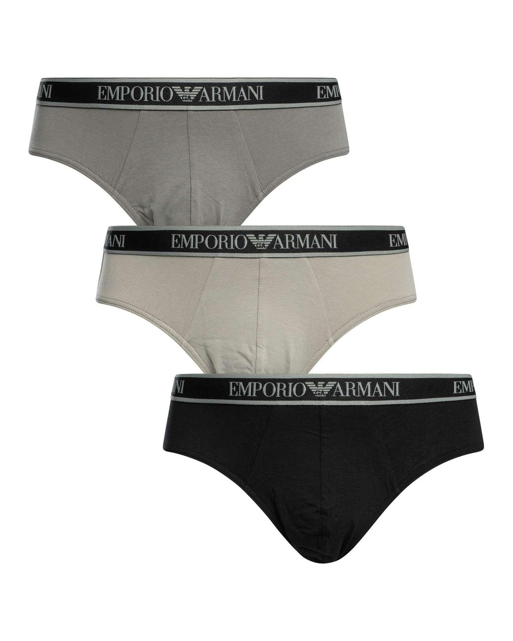 Emporio Armani Gray 3 Pack Briefs for men