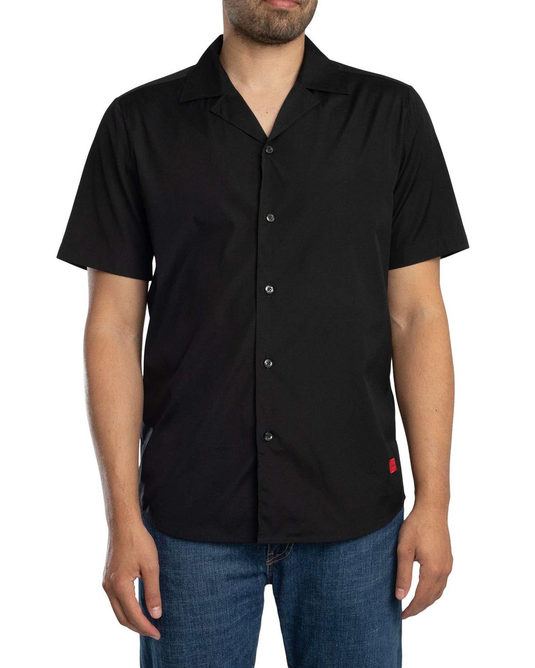 HUGO Black Ellino Shortsleeved Shirt for men