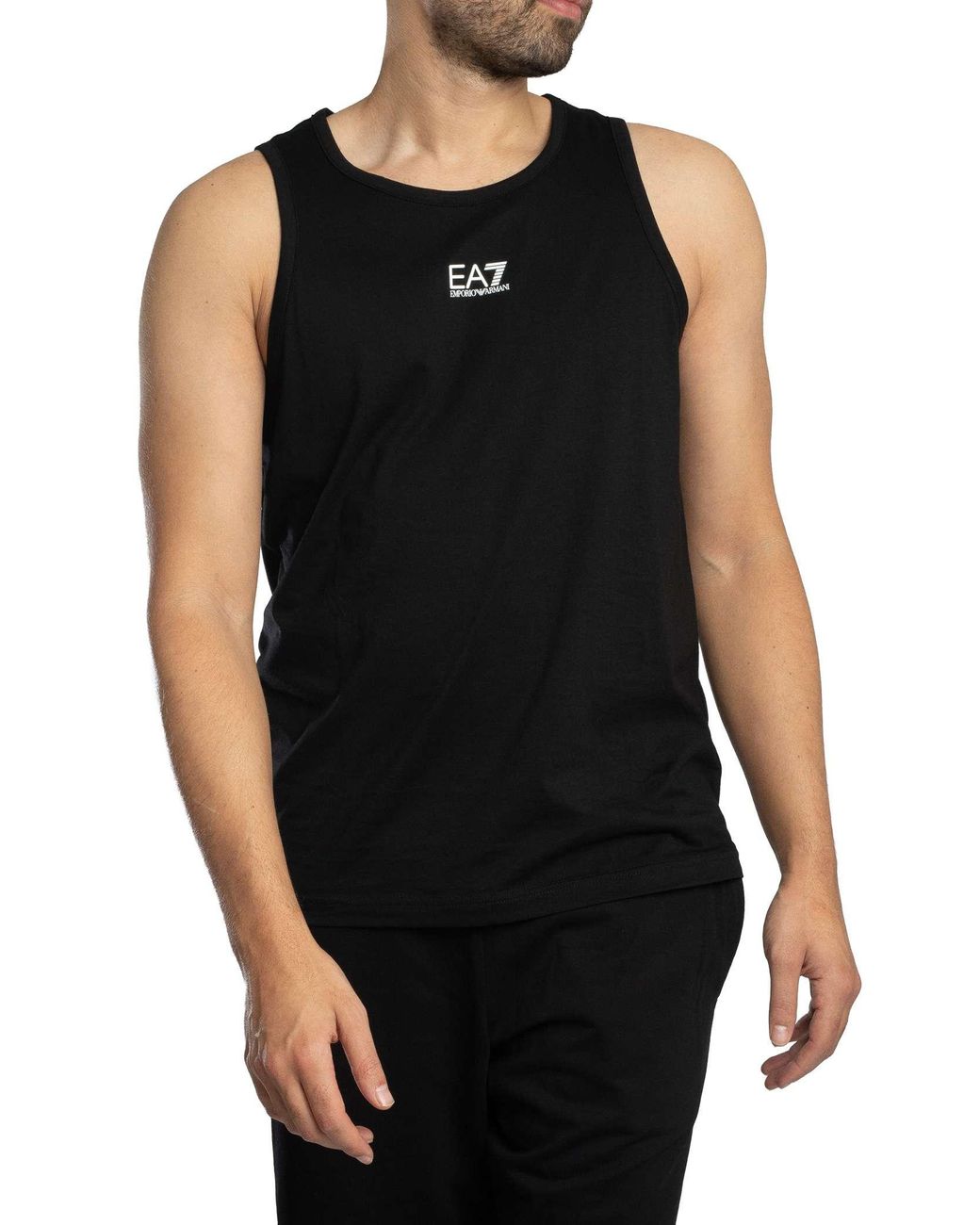 EA7 Black Logo Slim Vest for men
