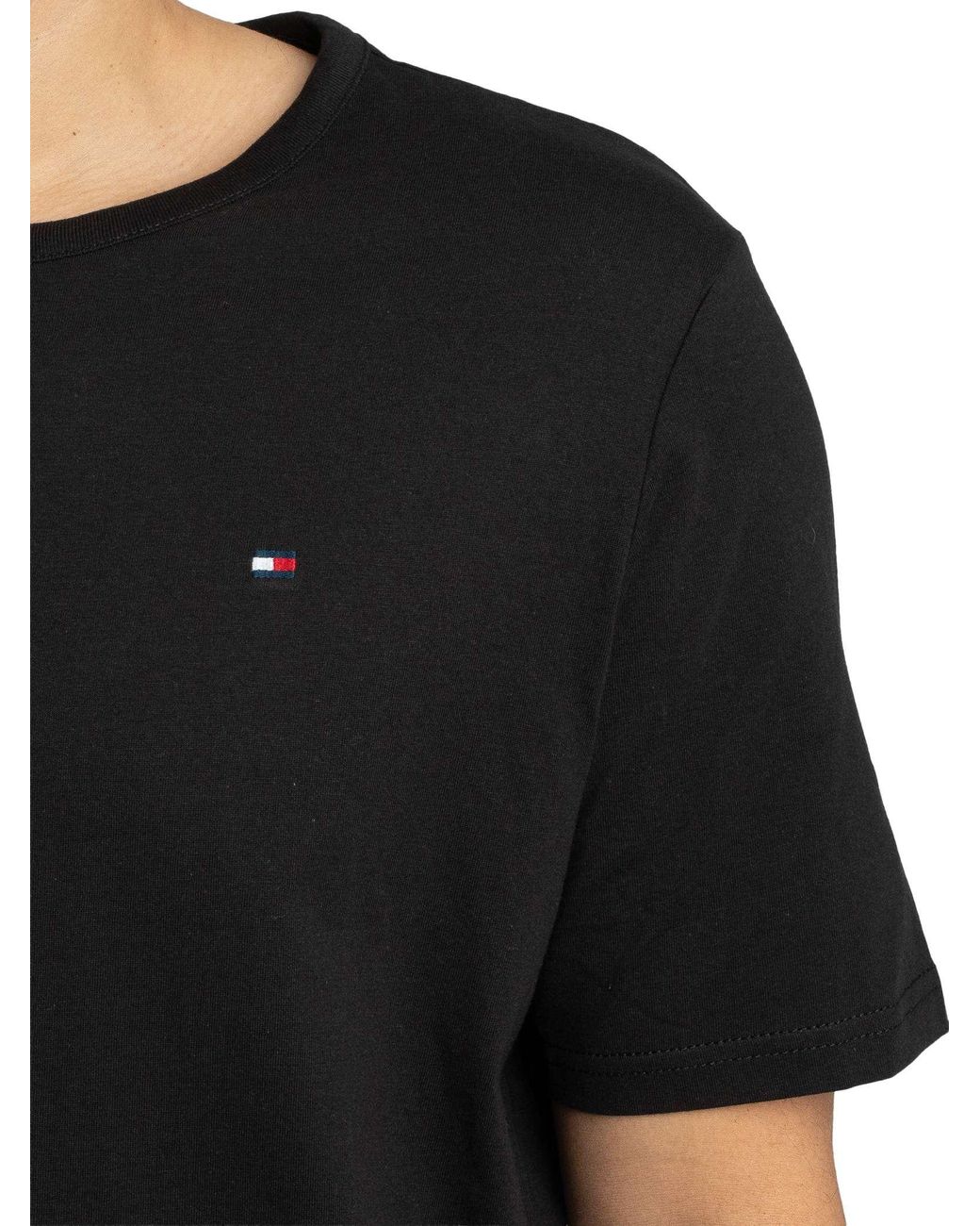 Tommy Hilfiger Black 3 Pack Signature Cotton Essentials Lounge T-Shirts for men