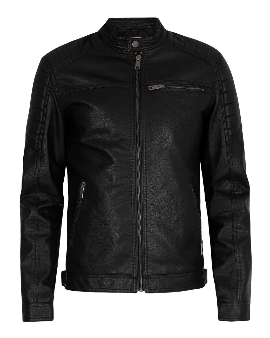 Jack & Jones Rocky Leather Jacket in Black for Men | Lyst Australia