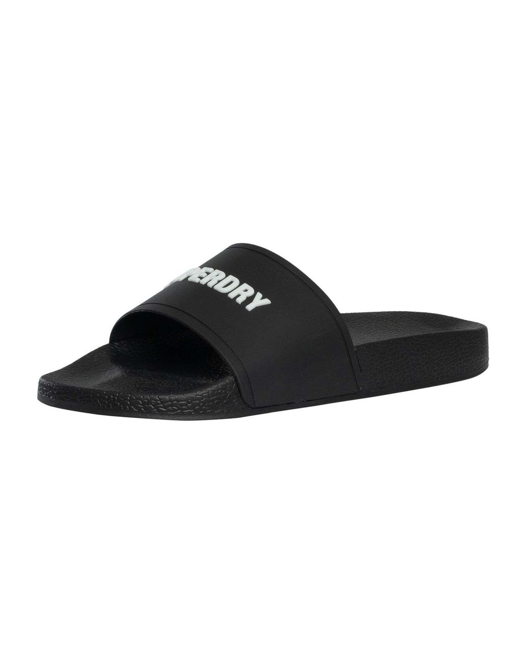 Superdry Black Premium Graphic Pool Sliders for men