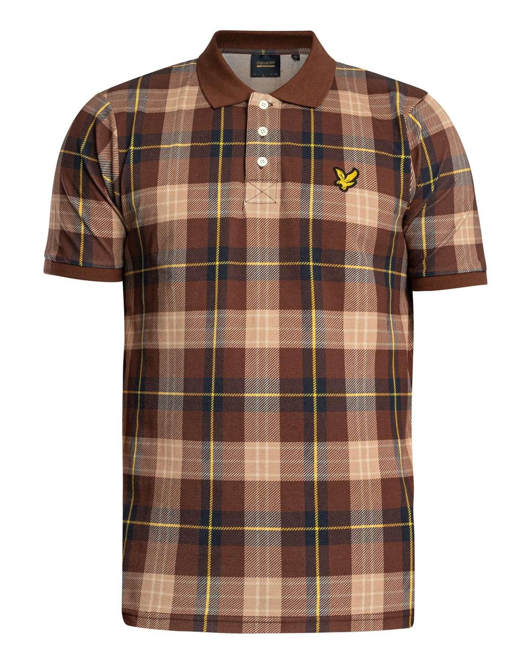 Lyle & Scott Brown All Over Tartan Polo Shirt for men
