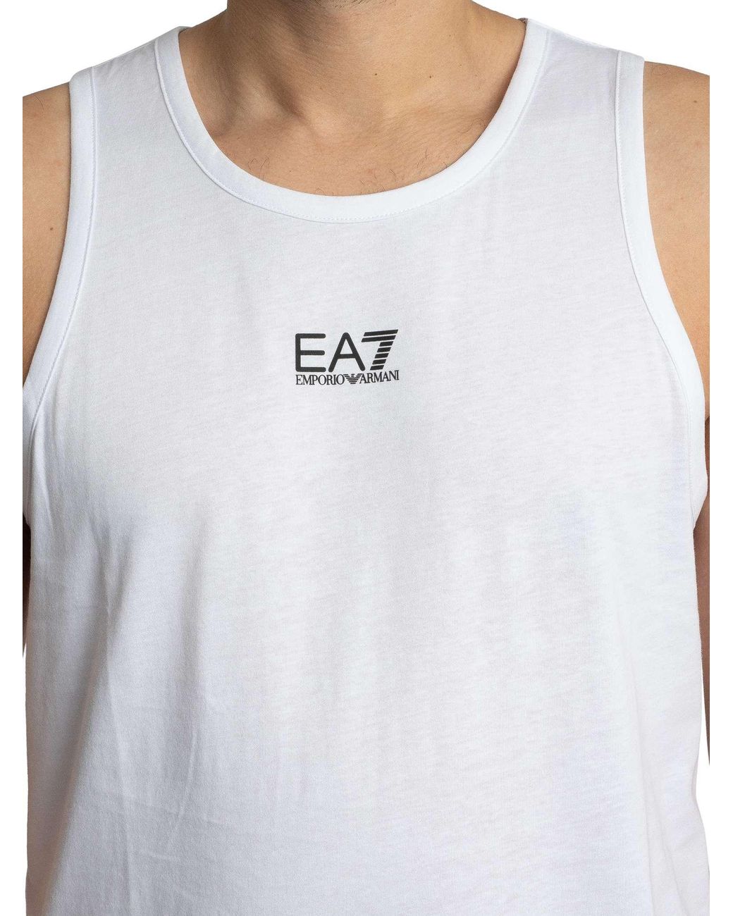 EA7 White Logo Slim Vest for men