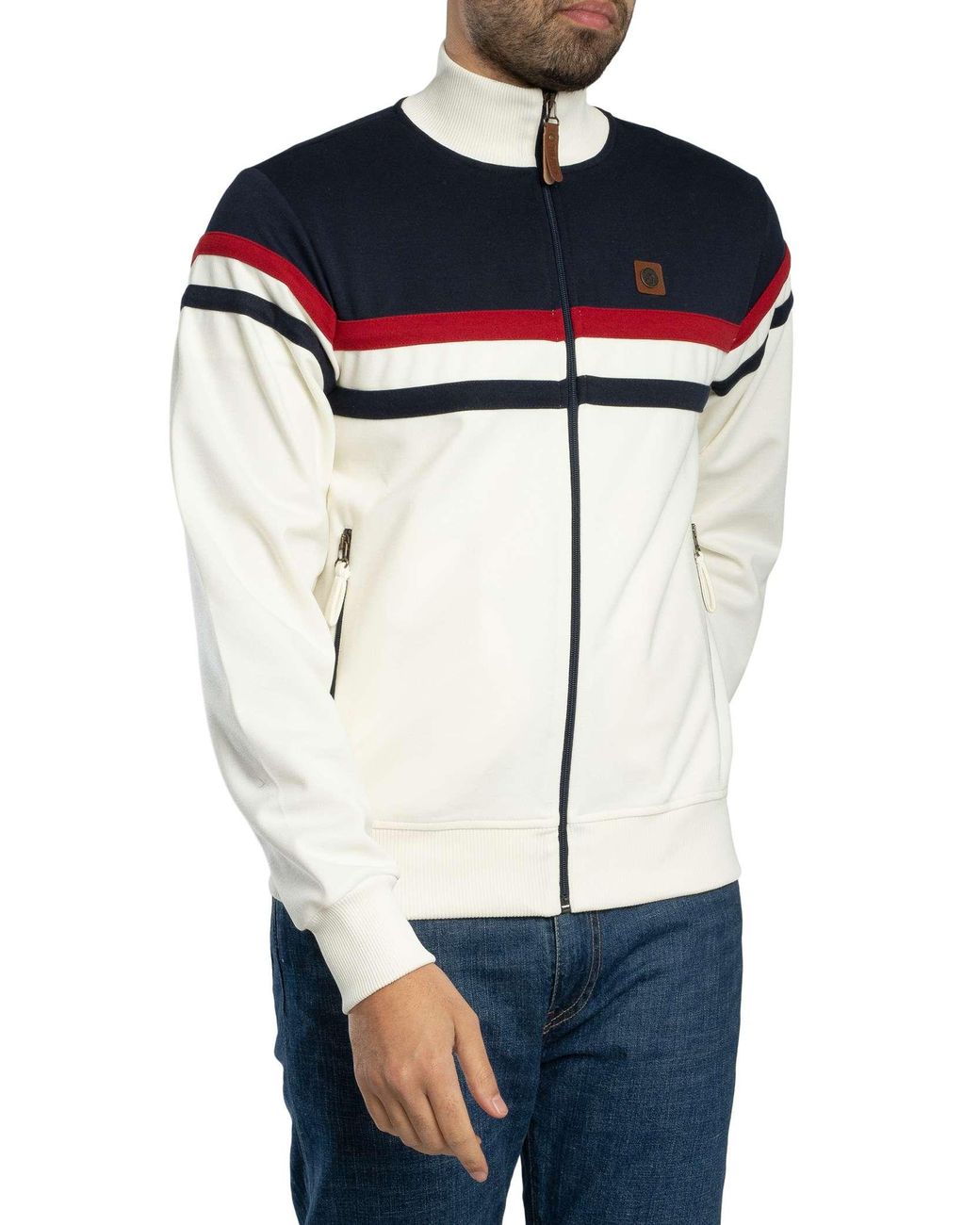 Trojan Blue Panel Stripe Track Jacket for men