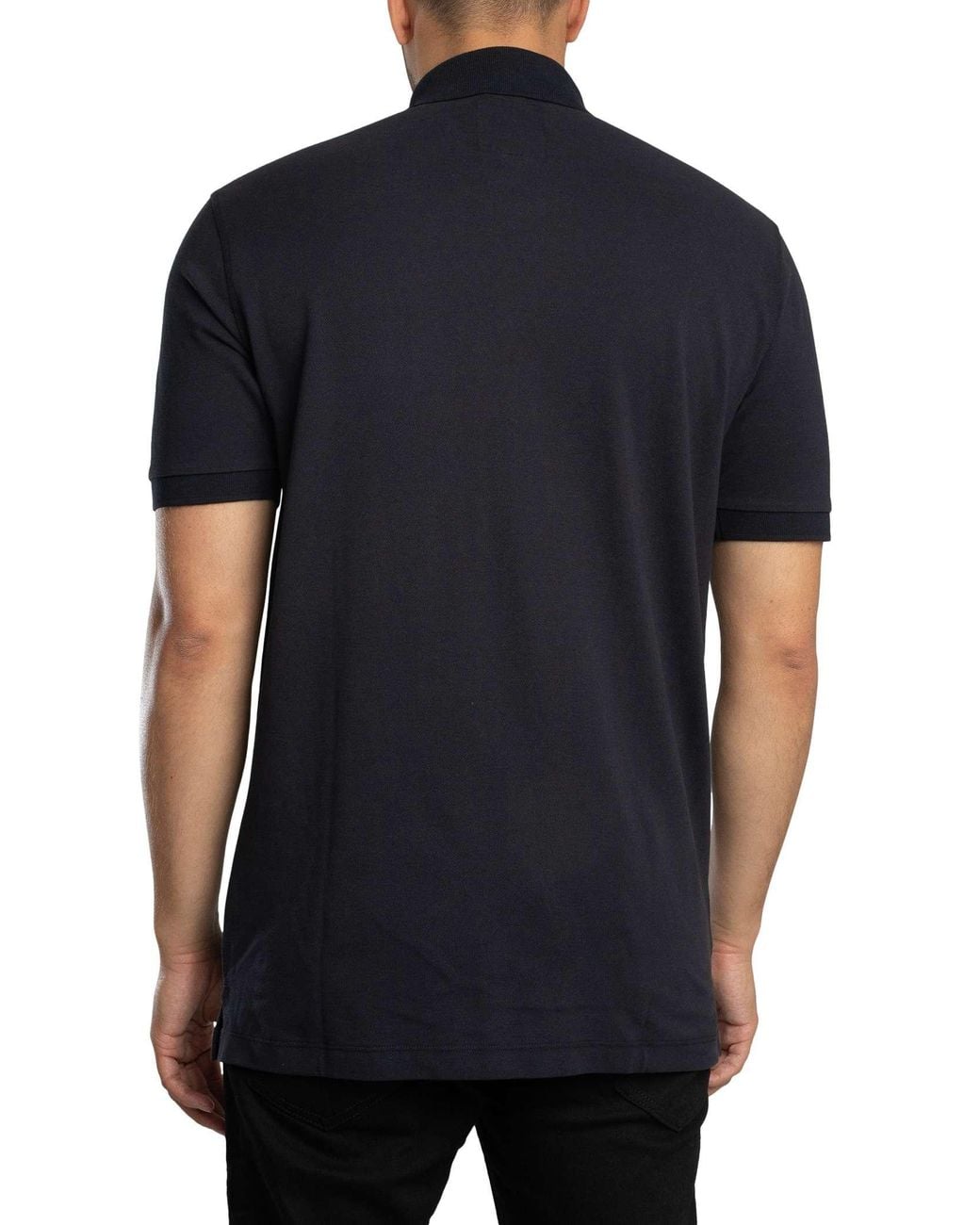 ARMANI EXCHANGE Black Embroidered Logo Polo Shirt for men