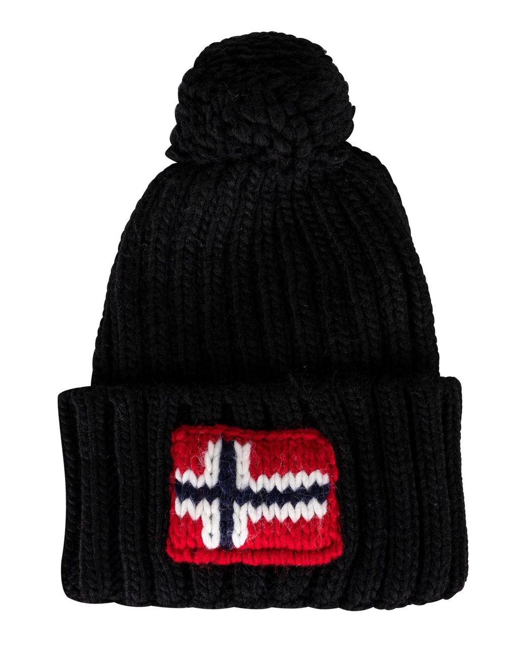 Napapijri Black Semiury 5 Pom Beanie for men