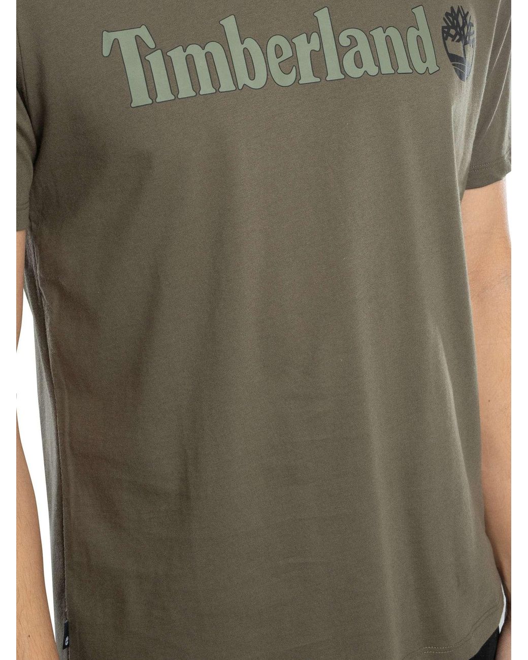 Timberland Green Linear Logo T-Shirt for men