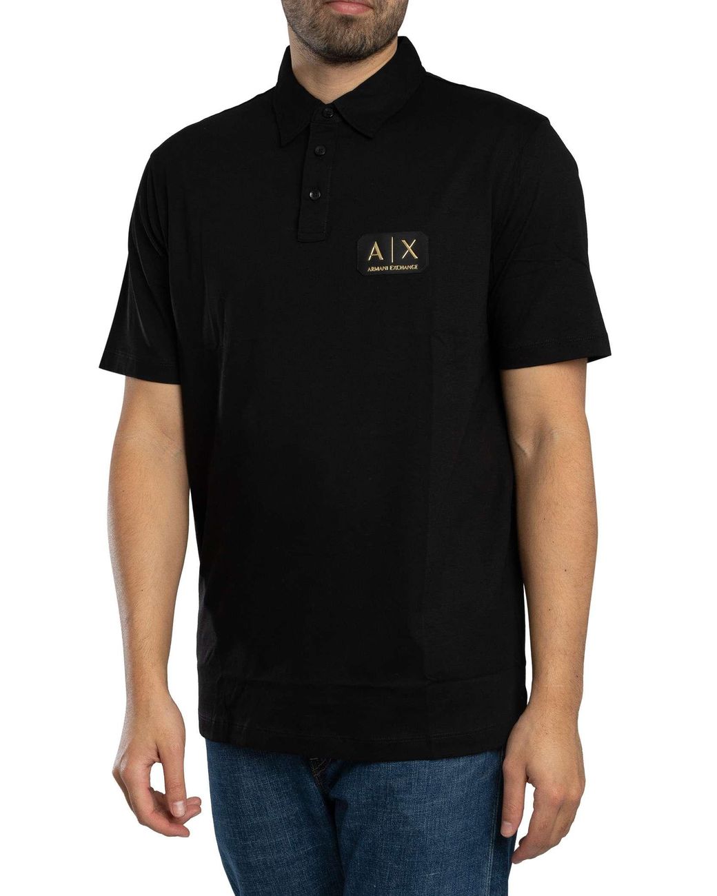 ARMANI EXCHANGE Black Box Logo Polo Shirt for men