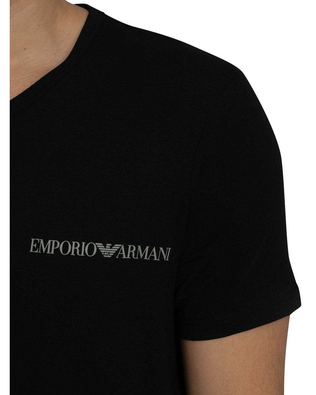 Emporio Armani Black 2 Pack Lounge V-Neck T-Shirt for men