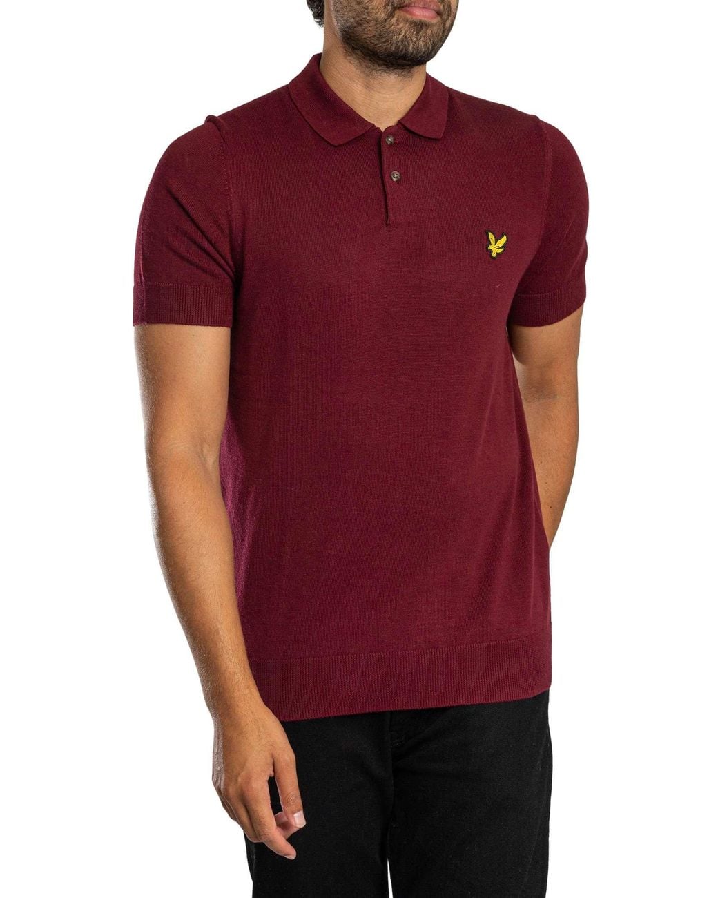 Lyle & Scott Red Knitted Polo Shirt for men