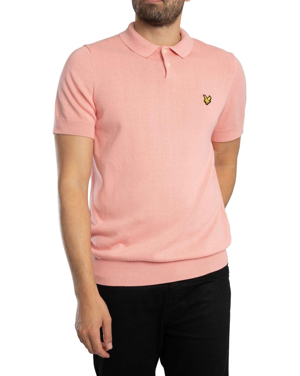 Lyle & Scott Pink Cotton Short Sleeve Knitted Polo Shirt for men