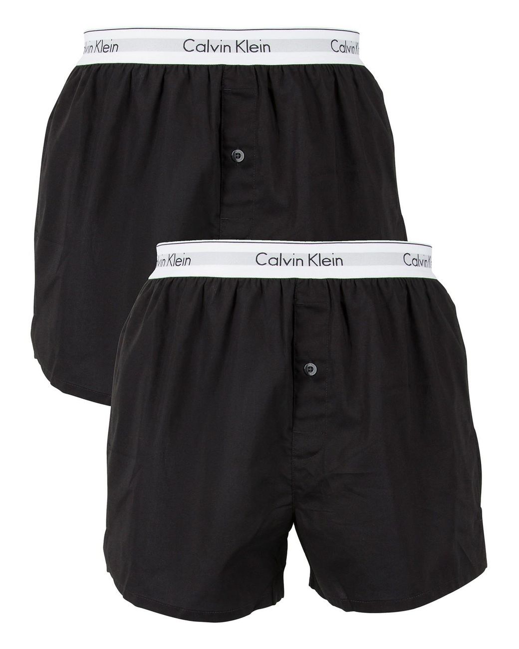 Calvin Klein 2 Pack Logo Slim Fit Woven Boxers in Black for Men | Lyst