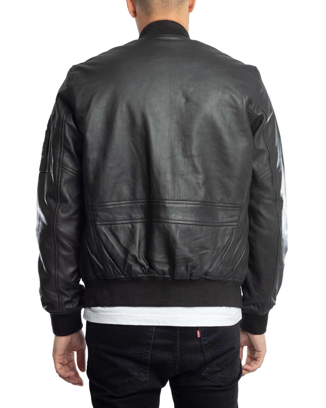 Schott Nyc Leather Ma-1 Bomber Jacket in Gray for Men | Lyst
