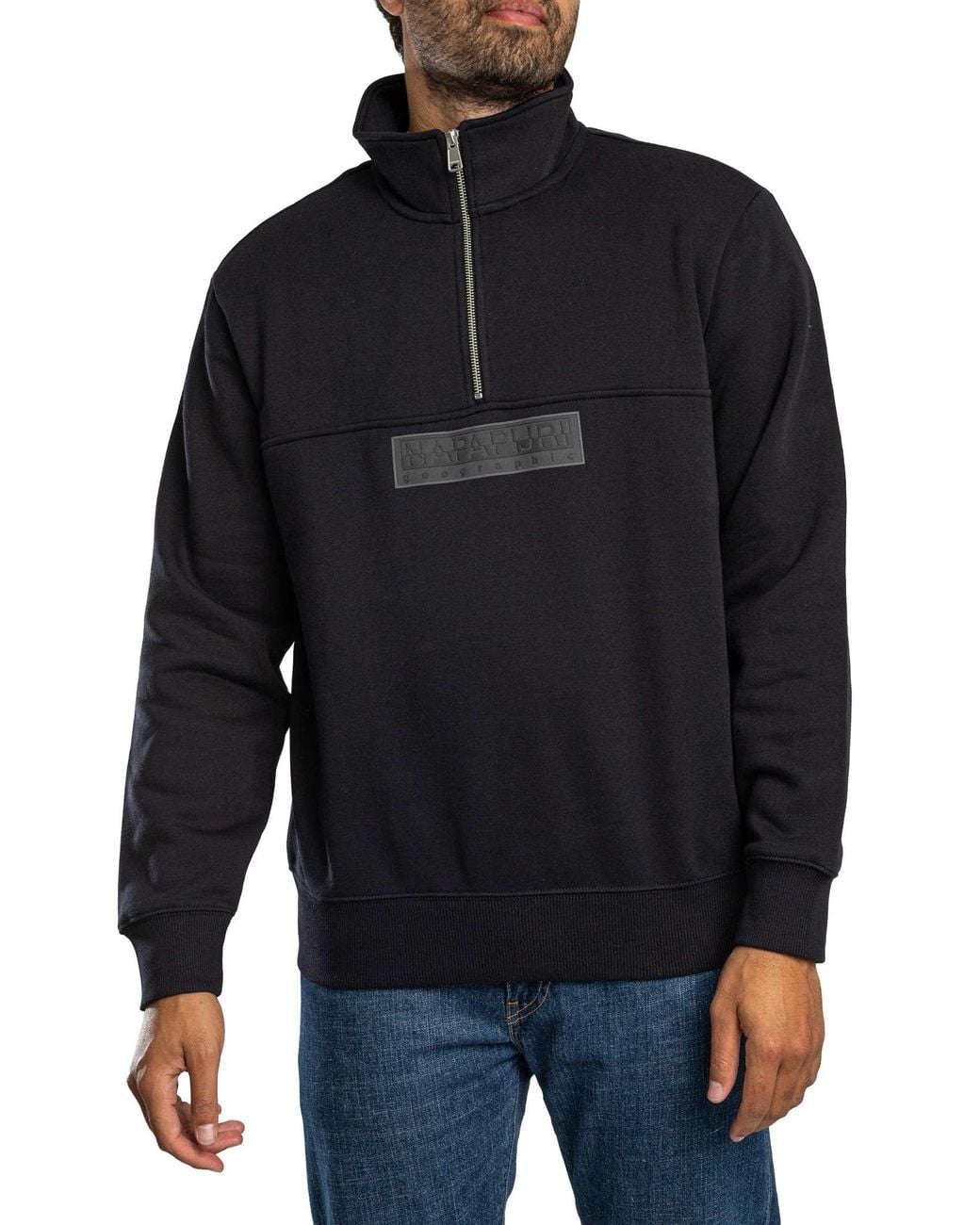 Napapijri Blue Box Logo 1/4 Zip Sweatshirt for men