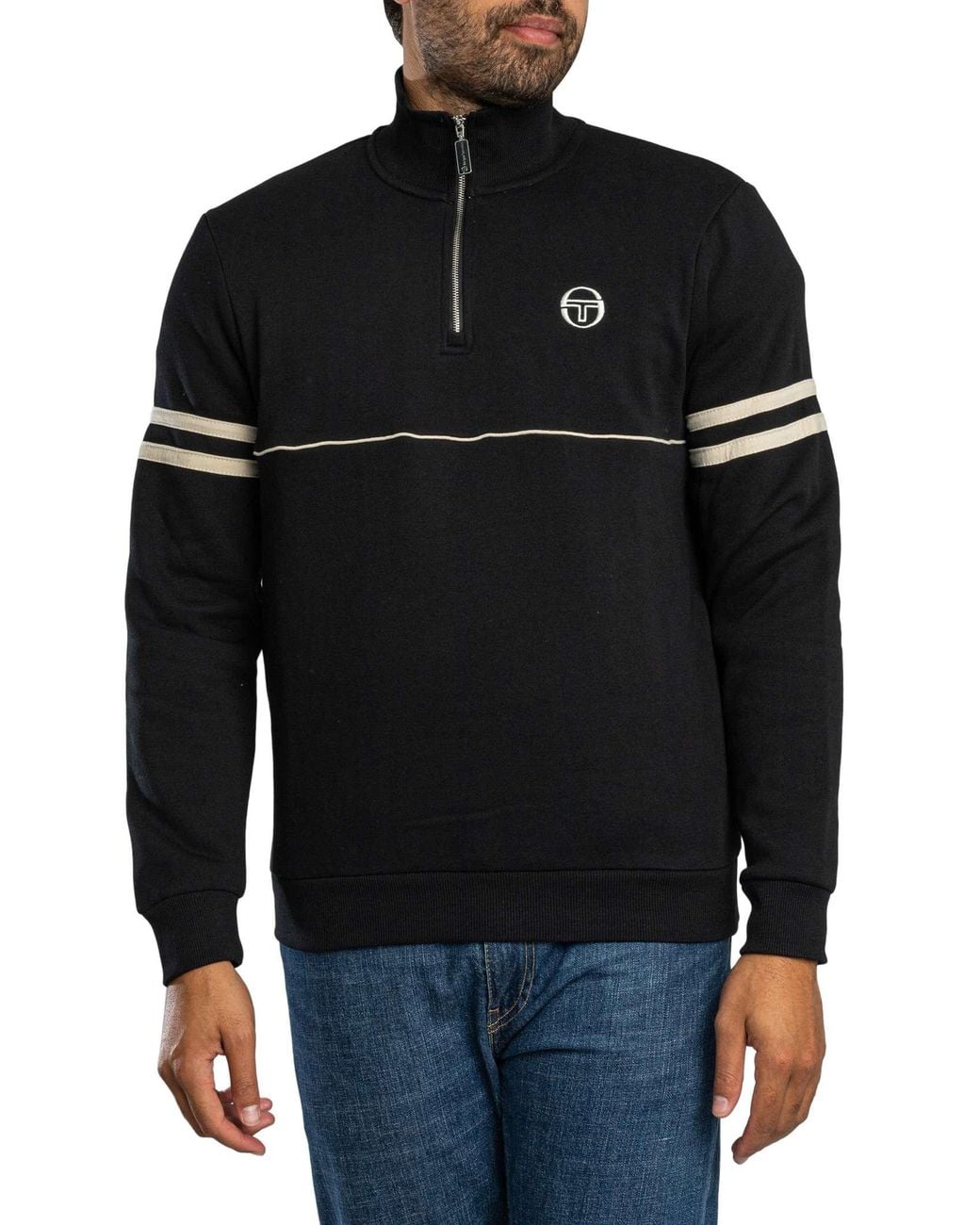 Sergio Tacchini Black Orion 1/4 Zip Sweatshirt for men