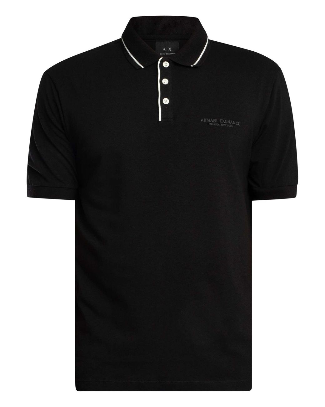 ARMANI EXCHANGE Black Trim Logo Polo Shirt for men