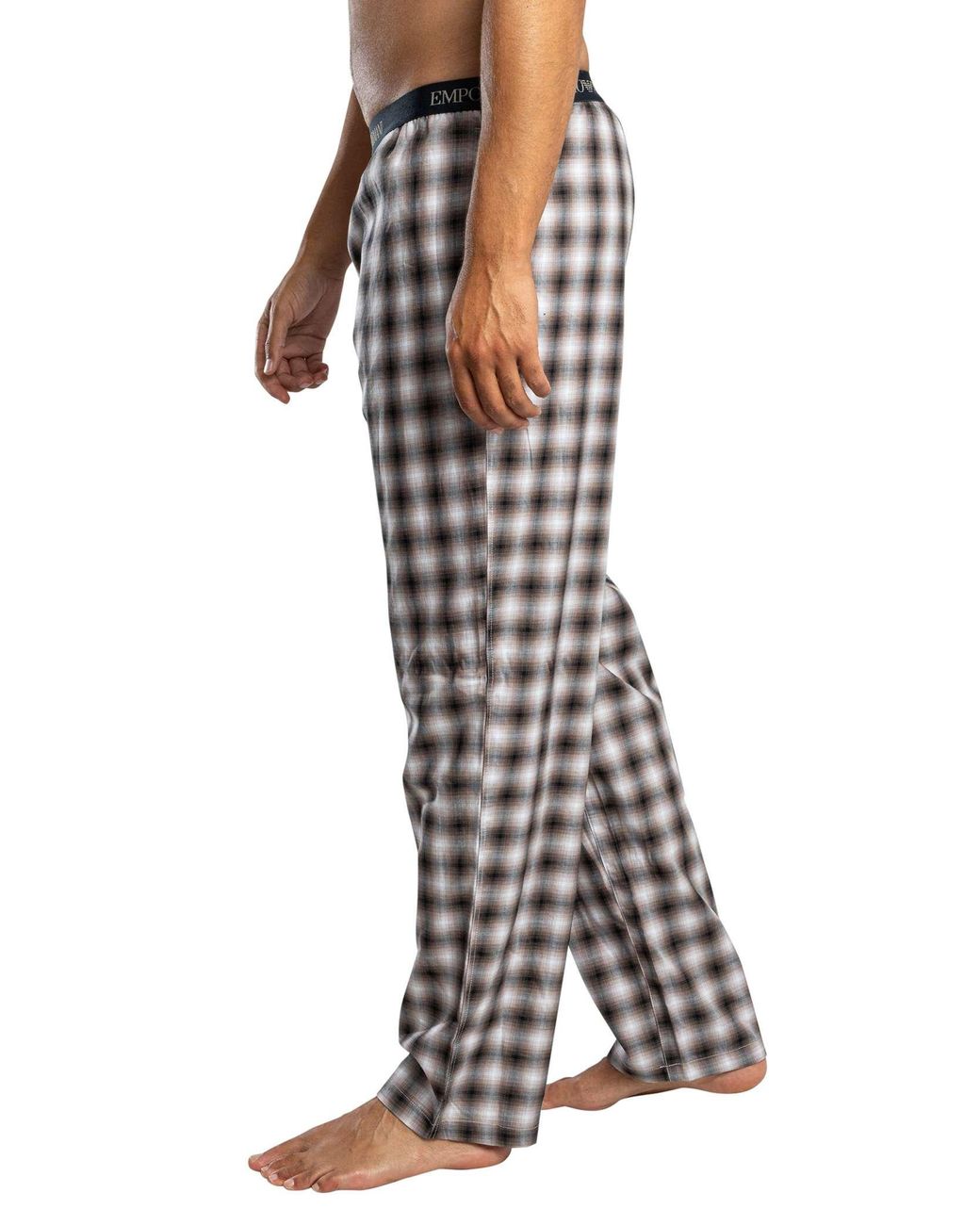 Emporio Armani Blue Big Check Longsleeved Pyjama Set for men