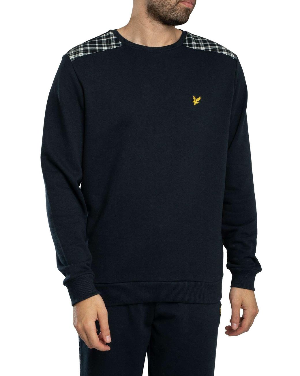 Lyle & Scott Blue Check Panelled Sweatshirt for men