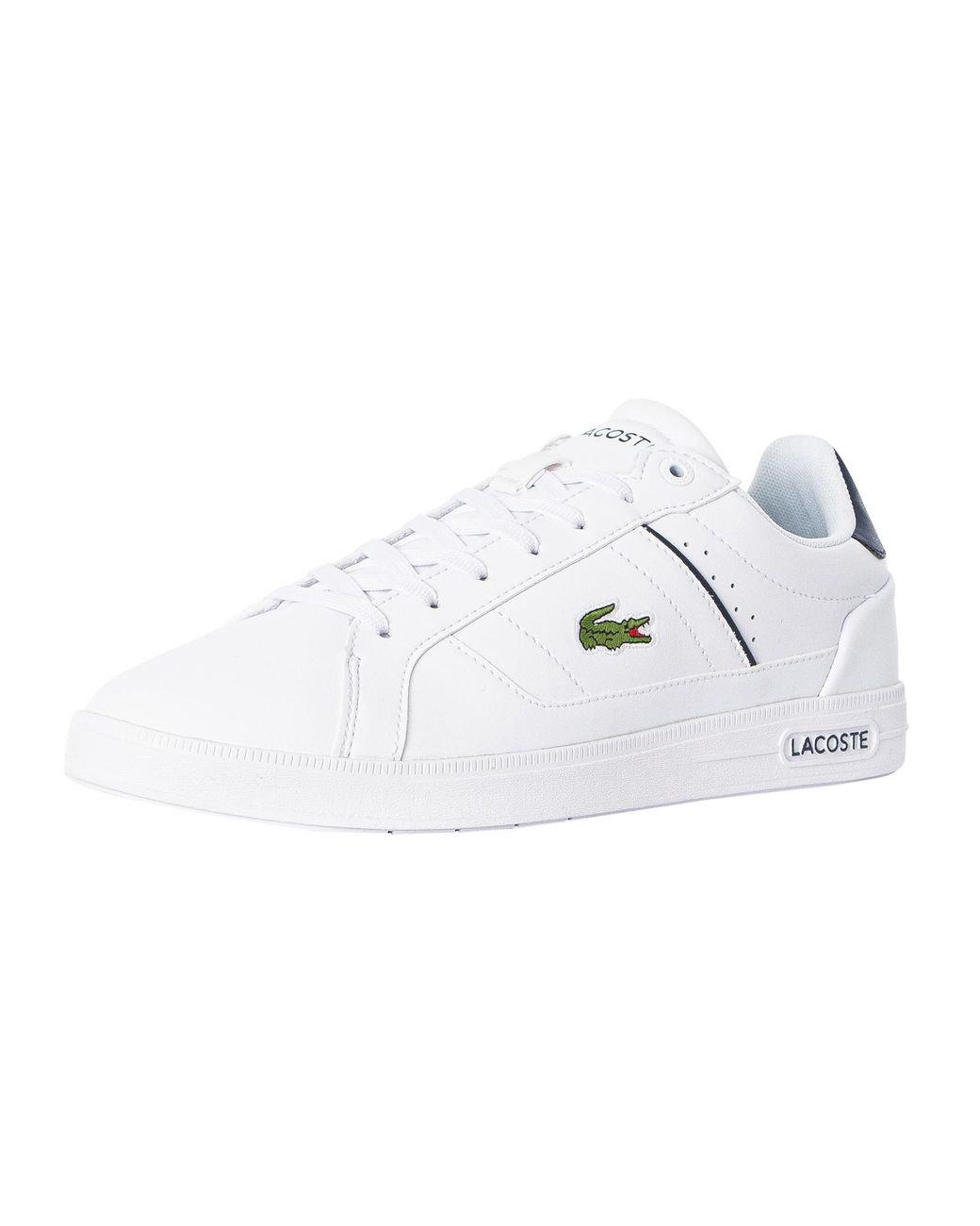 Lacoste Europa Trainers With Green Stripe in White for Men