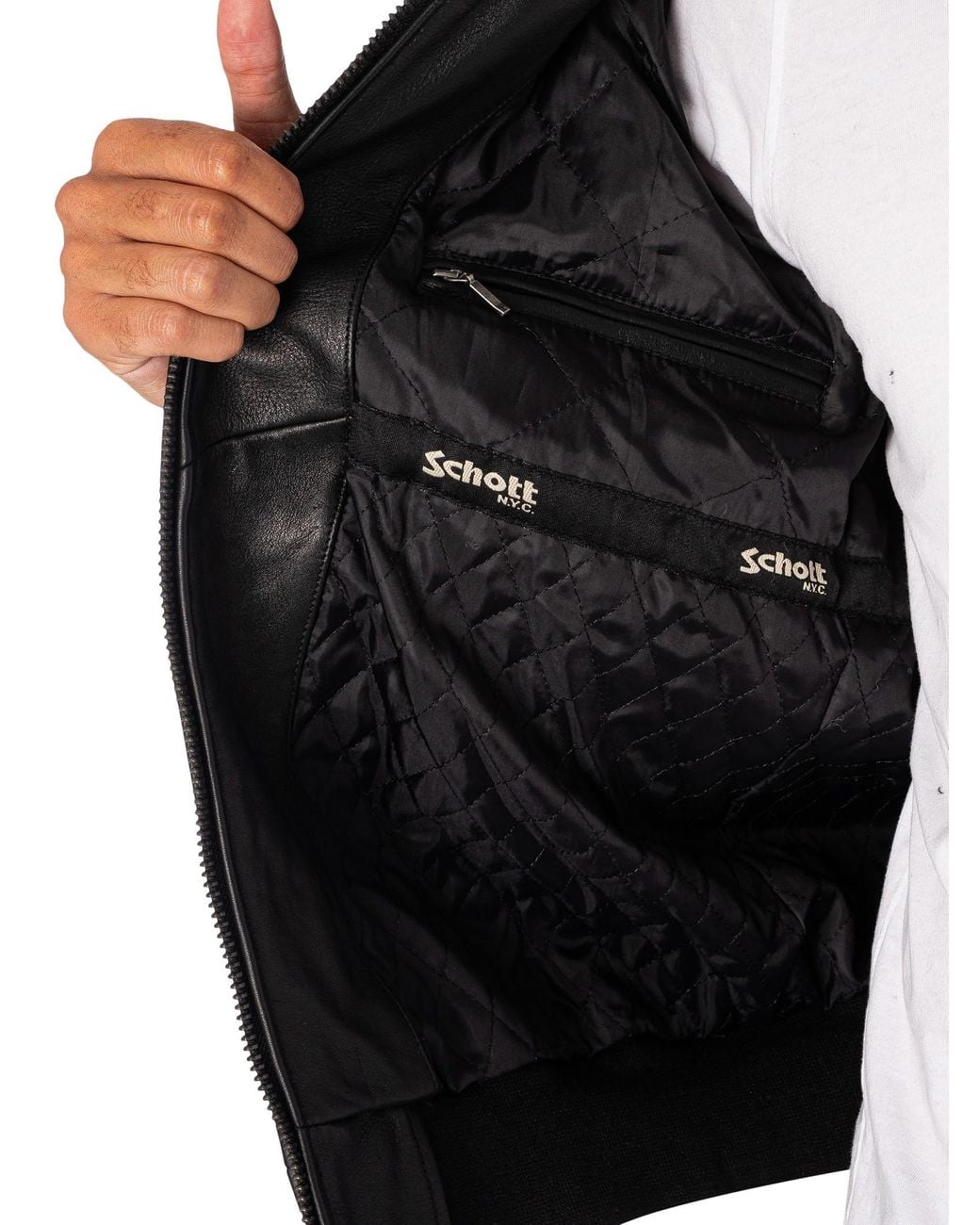 Schott Nyc Black Leather Flight Jacket for men