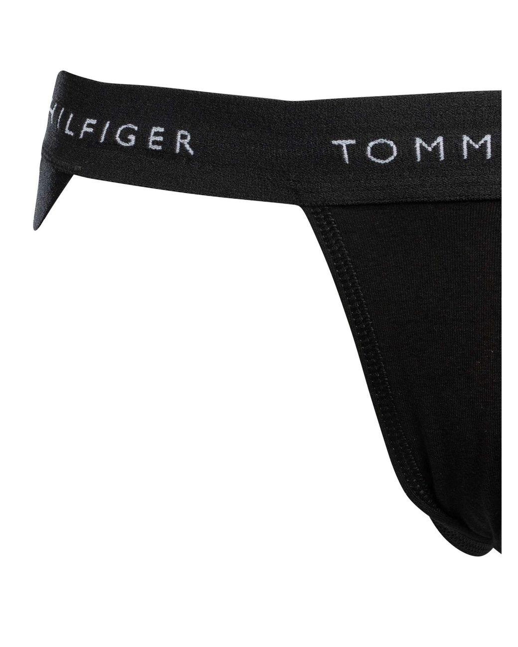Tommy Hilfiger Black 3 Pack Signature Cotton Essentials Jockstrap for men