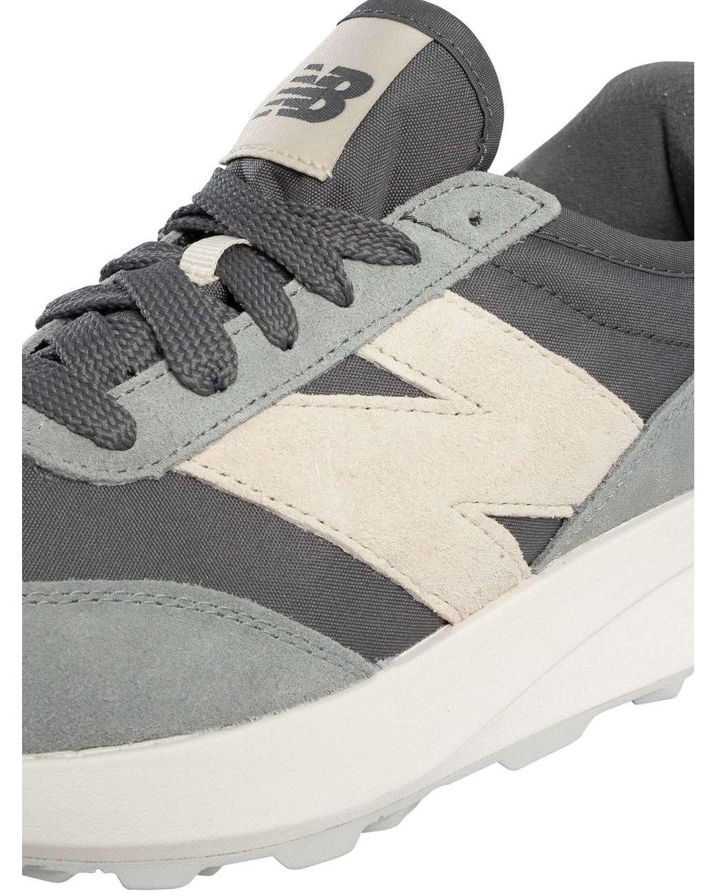 New Balance White 370 Suede Trainers for men
