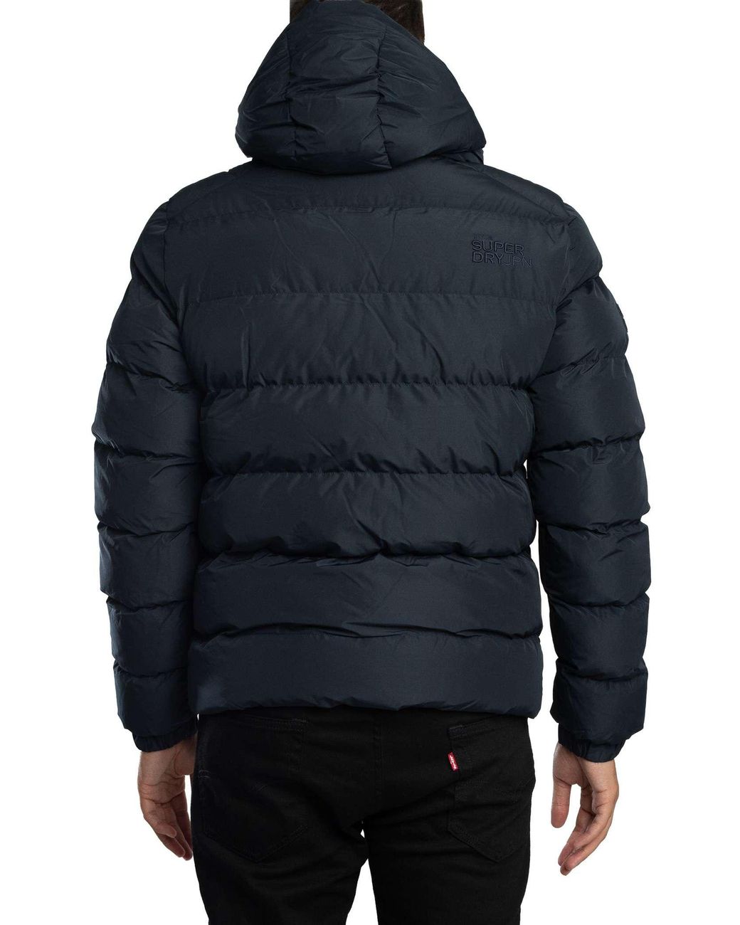 Superdry Blue Hooded Sports Puffer Jacket for men