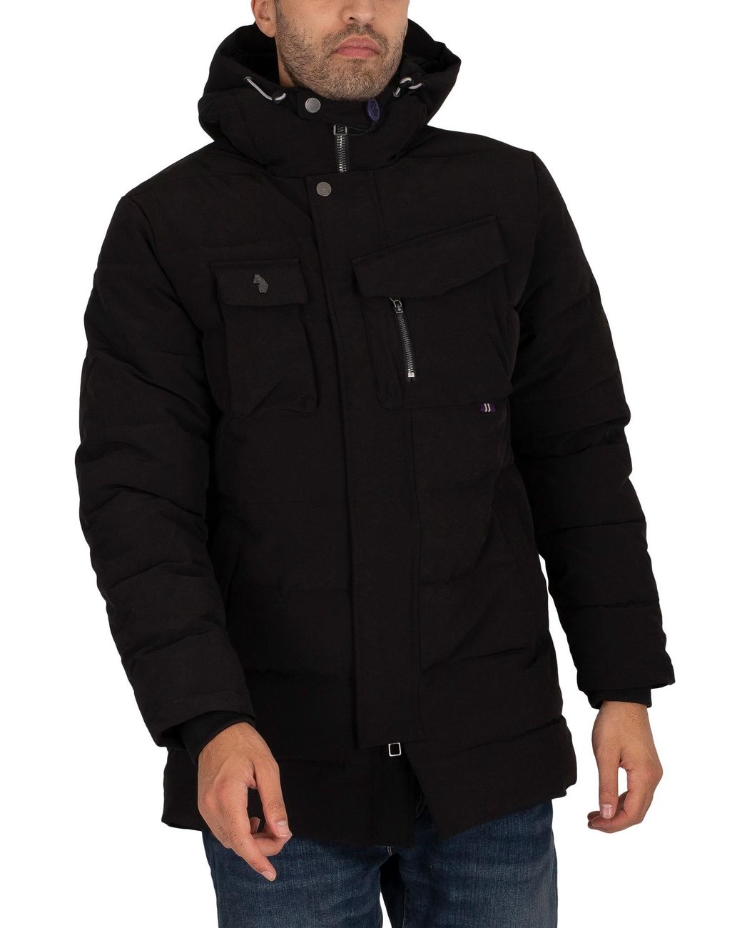 luke 1977 longard quilted hooded jacket black
