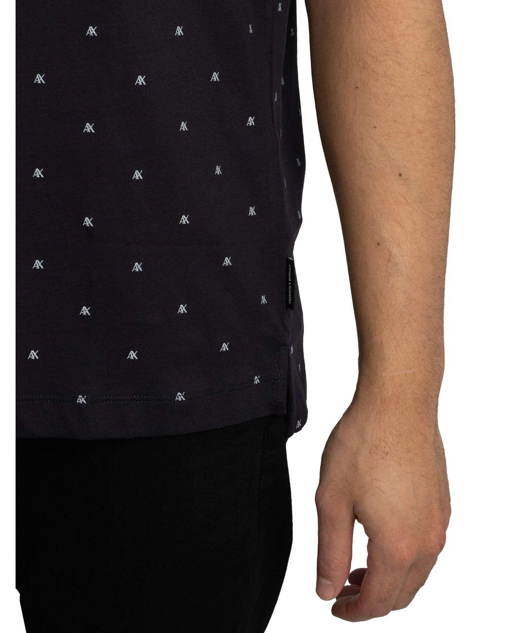 ARMANI EXCHANGE Black Logo Pattern Polo Shirt for men