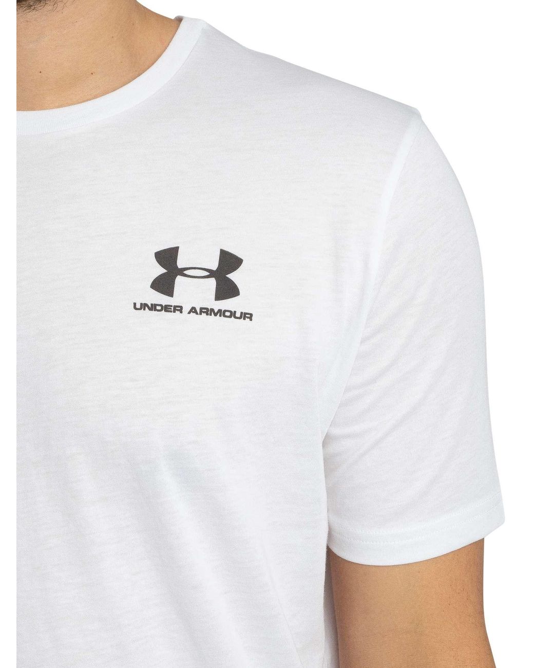 Under Armour White Loose Left Chest Logo T-Shirt for men