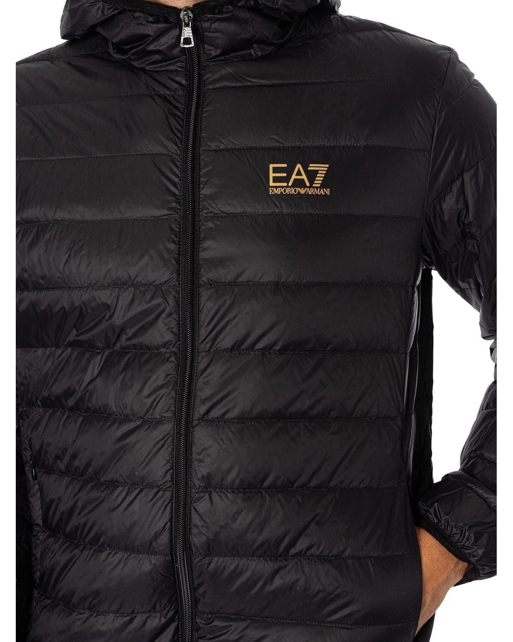 EA7 Black Woven Down Jacket for men