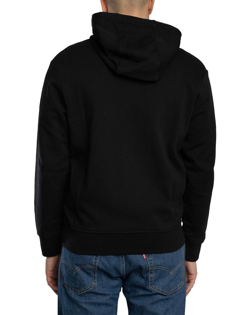 ARMANI EXCHANGE Black Chest Logo Zip Hoodie for men
