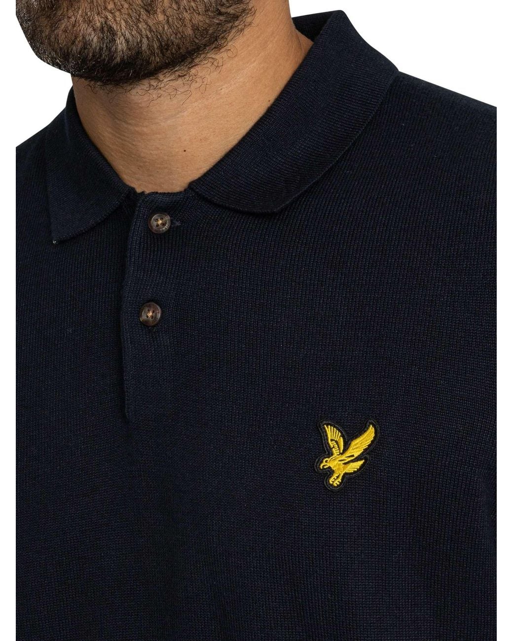 Lyle & Scott Blue Knitted Polo Shirt for men