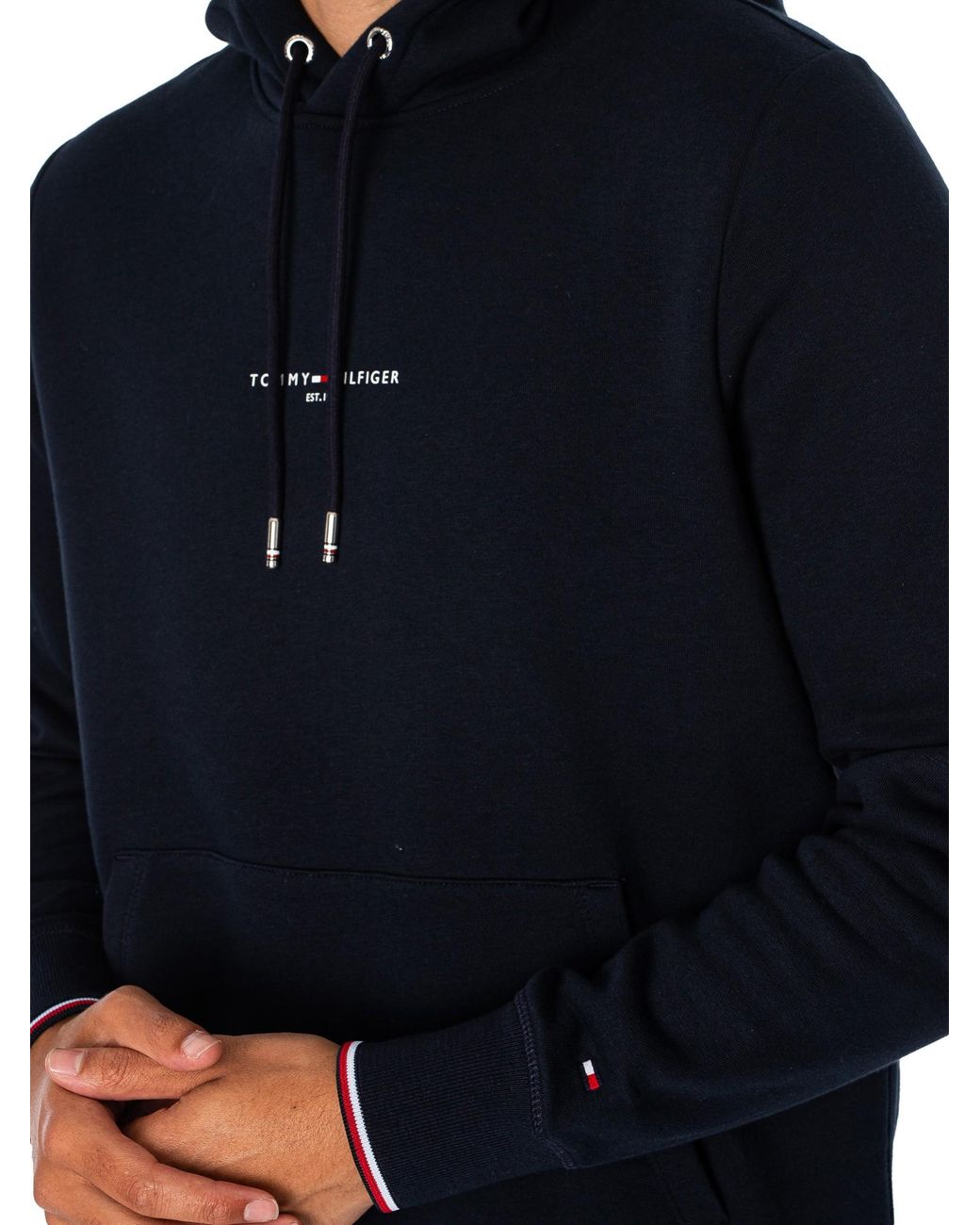 Tommy Hilfiger Logo Tipped Pullover Men in Lyst | for Hoodie Blue