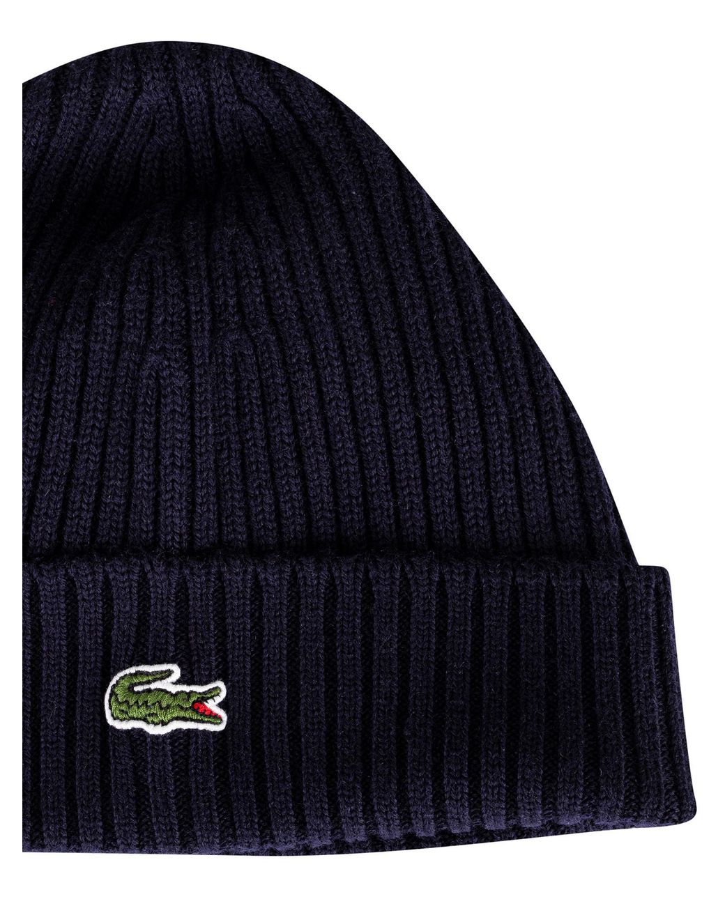 Lacoste Blue Ribbed Embroidered Logo Beanie for men