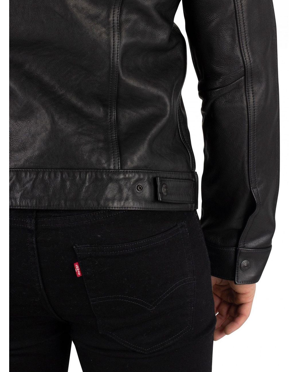 Levi's Type 3 Black Leather Trucker Jacket for Men | Lyst