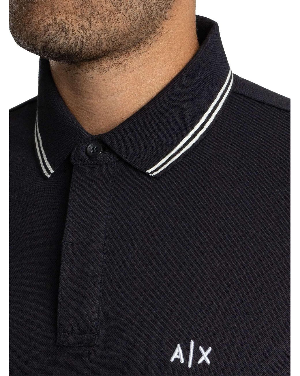 ARMANI EXCHANGE Blue Collar Line Logo Polo Shirt for men