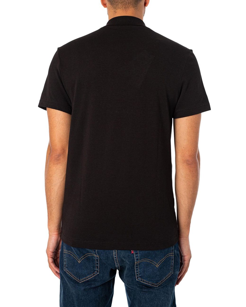 Lacoste Black Regular Fit Cotton Blend Polo Shirt for men