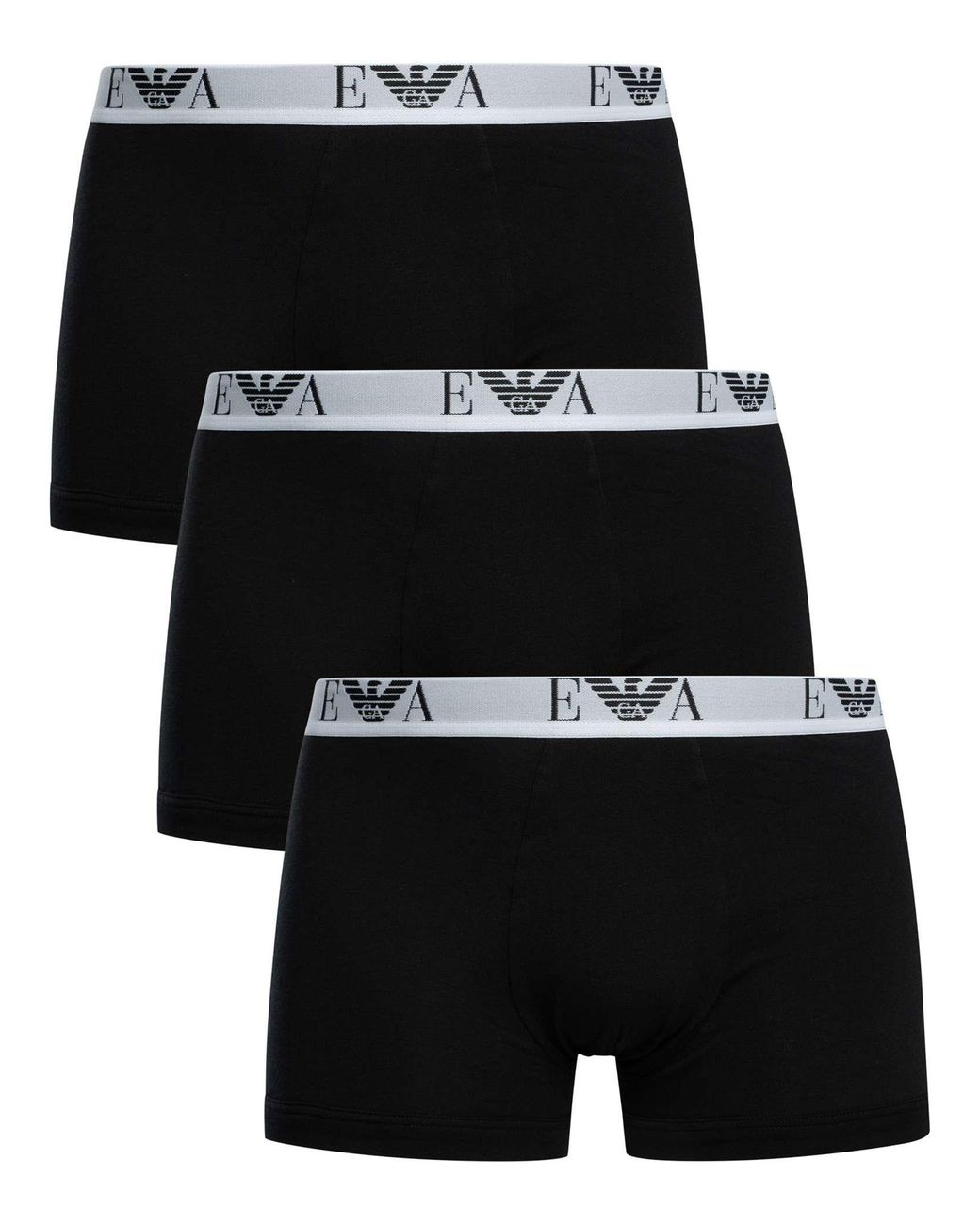 Emporio Armani Black 3 Pack Stretch Cotton Trunks for men