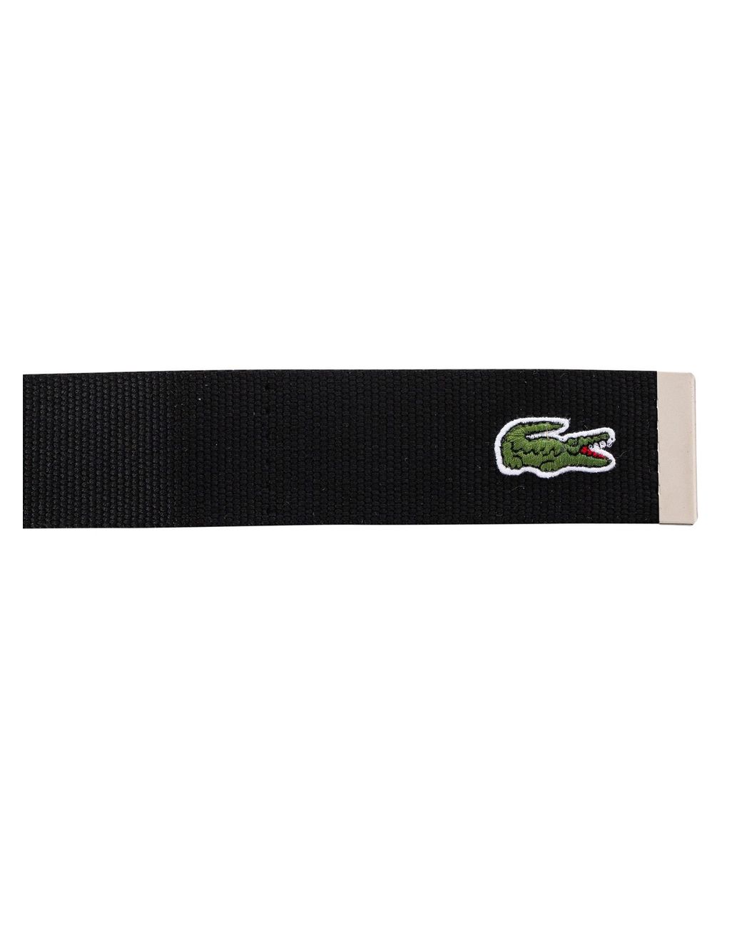 Lacoste Black Engraved Buckle Woven Belt for men
