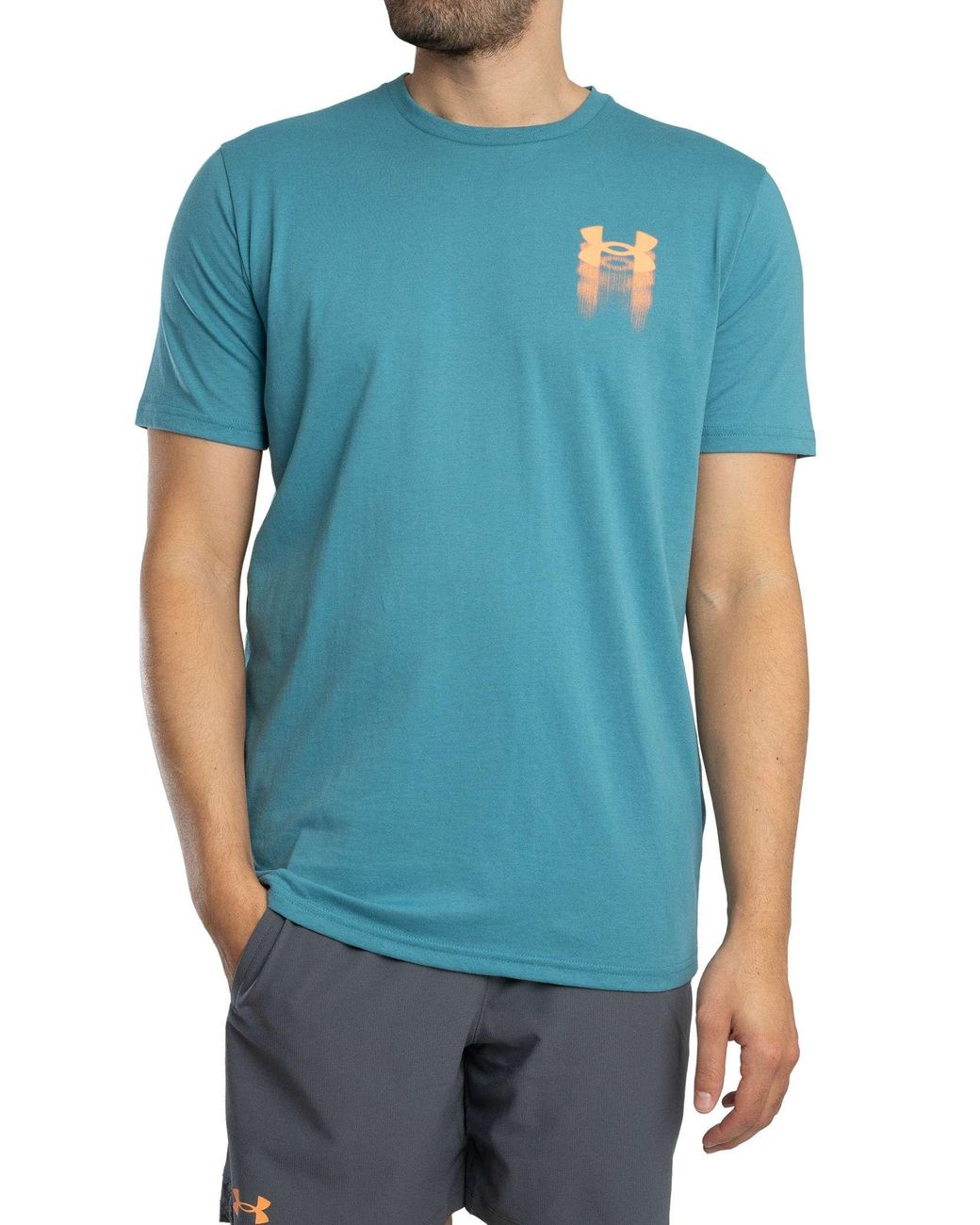 Under Armour Blue Blur Logo Back Graphic Loose T-Shirt for men