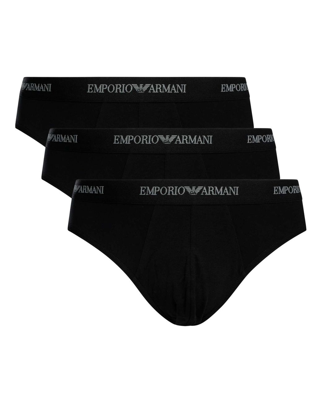 Emporio Armani Black 3 Pack Cotton Briefs for men